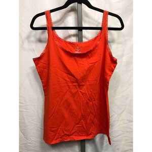 NY & Company Orange Lace Trim Tank Top Women's XL Cotton Spandex
